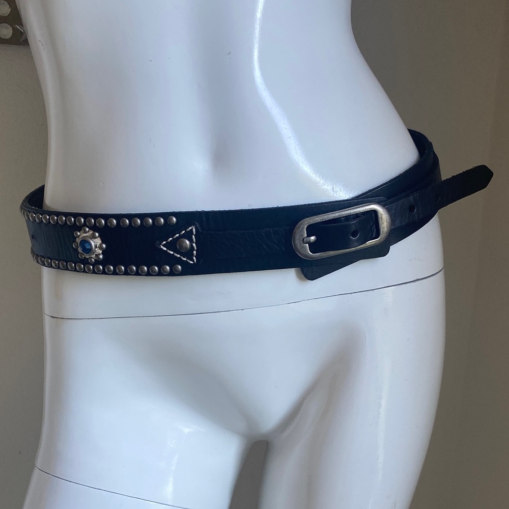 Rare Vintage HD Museum studded Elvis Rhinestone statement Leather Belt size M